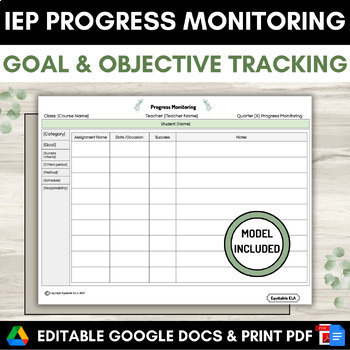 Preview of IEP Goals and Objectives Tracking Google Docs Data Collection Sheet Secondary