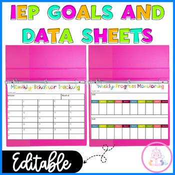 Preview of IEP Goals and Objectives Tracking Progress Monitoring Data Sheets Editable