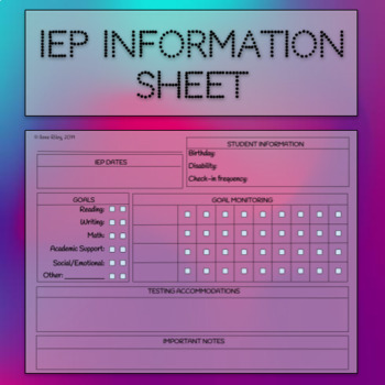 Preview of IEP Information Sheet