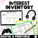 Student Interest Inventory Digital and Printable for Middl