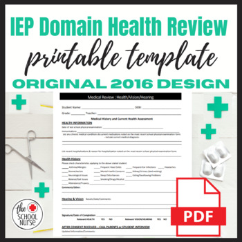 Preview of Health Domain PDF : Special Services : IEP : School Nurse