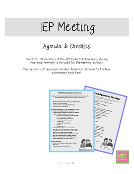 Preview of IEP Meeting Agenda & Checklist