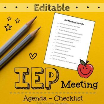 Preview of IEP Meeting Agenda - Editable 