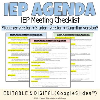 Preview of IEP Meeting Agenda l Special Education l IEP Meeting Checklist l EDITABLE