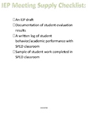 IEP Meeting Checklist for SPED Teachers