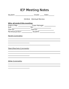 Preview of IEP Meeting Notes