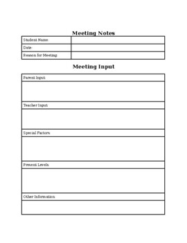IEP Meeting Notes Template by Mattelin McReynolds TpT