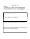 IEP Meeting Parent Input Form