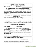 IEP Meeting Reminder Note for Parents (English & Spanish)