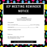 IEP Meeting Reminder Notice