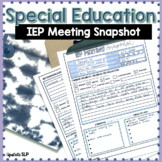 Special Education IEP Meeting Snapshot Form for Teachers