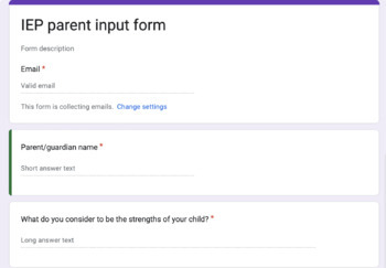 Preview of IEP Parent Input Form