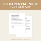 IEP Parent Input Planner