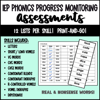 Preview of IEP Phonics Baseline and Progress Monitoring Assessments