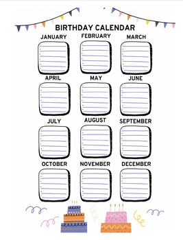 Birthday Calendar by My Autism Life | TPT