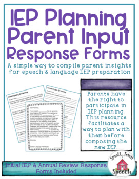 Preview of Speech IEP Planning Parent Response Form- Speech & Language Therapy