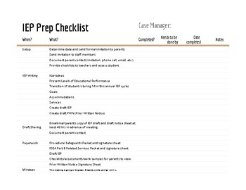 Preview of IEP Prep Checklist