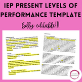 IEP Present Levels of Performance Template