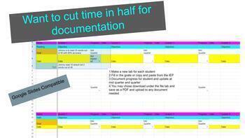 Preview of IEP Progress Monitoring Documentation Spreadsheet