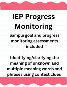 IEP Progress Monitoring (multiple meaning words) | TPT