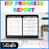 IEP Progress Report Progress Monitoring Editable Special E
