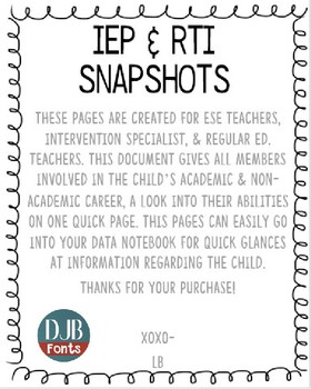 Preview of IEP & RTI Snapshot