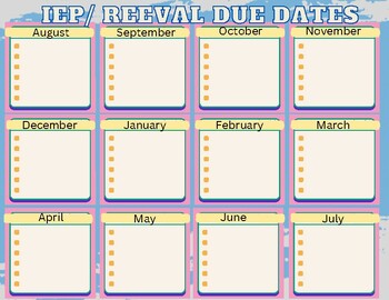 Preview of IEP/ Reevaluation Due Date Calendar