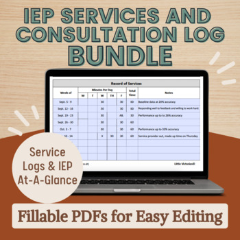 Preview of IEP Service & Consultation/Collaboration Logs BUNDLE- Fillable PDF Forms