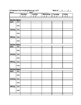 Preview of IEP Services Tracking Sheet
