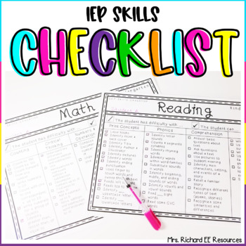 Preview of IEP Skills Checklist