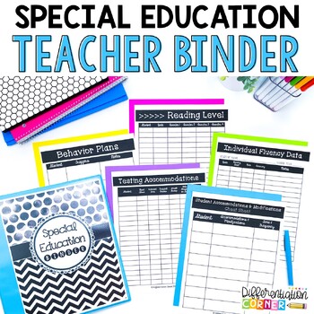 Preview of Special Education Teacher Binder & Input Forms IEP at a Glance EDITABLE