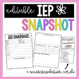 IEP Snapshot and Accommodation Cards (Editable)