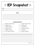 IEP Snapshot for Middle/High School