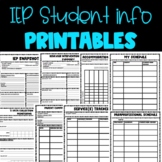 IEP Student Information Printables- special education orga