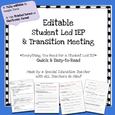 IEP - Student Led IEP Agenda & Transition Meeting *Fully E