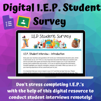 Preview of IEP Student Survey *Google Classroom*