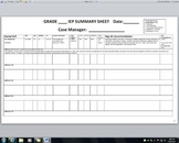 IEP Summary Spreadsheet for Case Manager