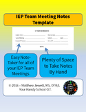 IEP Team Meeting Notes Template