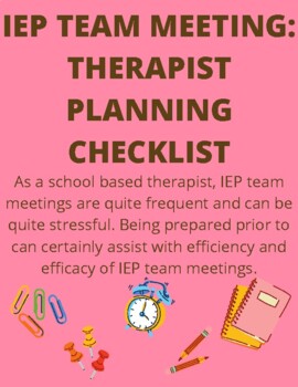 Preview of IEP Team Meeting: Therapist Checklist