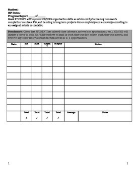 Preview of IEP Tracking Sheet for Study Skills Goal