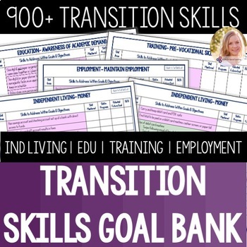 Preview of IEP Transition Skills Goal Bank. Special Education High School & Transition