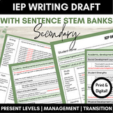 IEP Writing Draft Template for Secondary with Present Leve