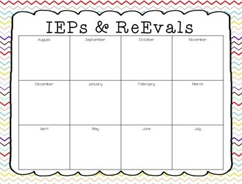 Preview of IEP; IEP ReEval; Section 504 Plan; ESOL Re-Evaluation Calendar