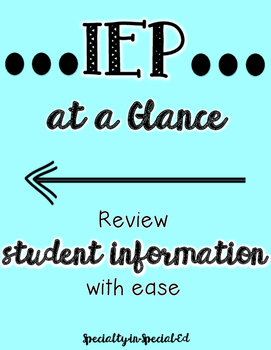 Preview of IEP at a Glance Sheet