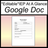 IEP at a Glance Google Doc [IEP Snapshot][Editable IEP at 
