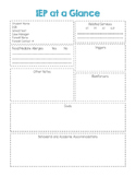 IEP-at-a-Glance Quick Reference Form