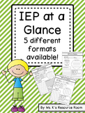 IEP at a Glance Sheet - 5 versions available!