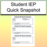 IEP at a Glance Template for Sped Teacher {IEP Snapshot}