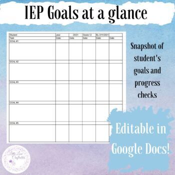 Preview of IEP data collection sheets | Editable | Google Sheets |
