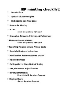 IEP meeting checklist by Sarah Bowman  Teachers Pay Teachers